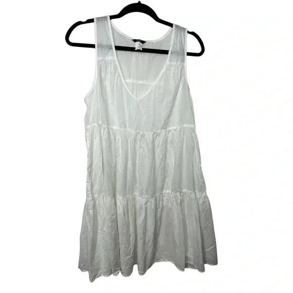 J Crew White Sleeveless Tiered Cotton Shift Dress Cottagecore Cosplay Fairycore - Picture 4 of 9